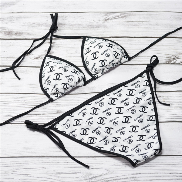 PaddedDesigner Bikini Red Collar Women Swimwear CH Letter Swimsuit Bandage Sexy Bathing Suits Sexy Two-piece Swimsuits