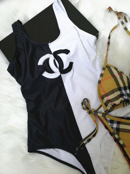 Designer Bikini Women Swimwear CH Letter Swimsuit Bandage Sexy Bathing Suits Sexy One-piece Black white Swimsuits