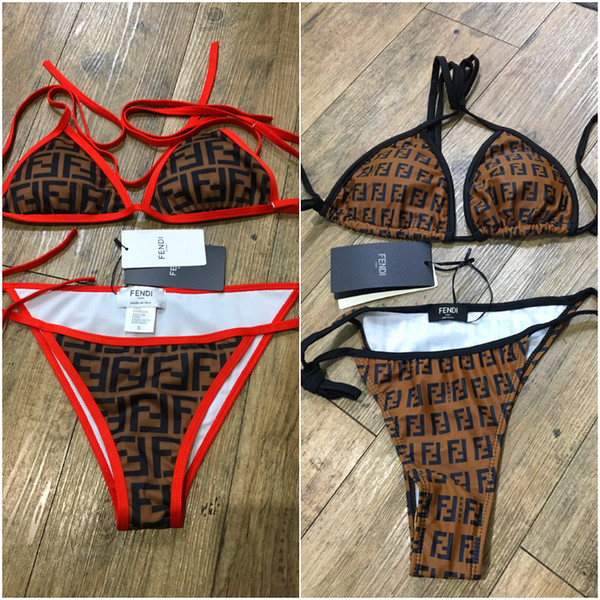 Designer Bikini Women Swimwear FF Swimsuit Bandage Sexy Bathing Suits SexyTwo-piece Fashiion 2 Colllar Swimsuits