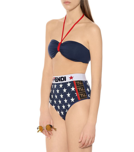 Padded Designer Bikini Women Swimwear FD Letter Swimsuit Bandage Sexy Bathing Suits Sexy Two-piece Swimsuits