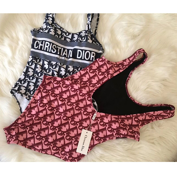 Personality Full Letter Bikini Brand Summer Beach Swimsuit for Women Fashion Backless Female Swimwear One-Piece Sexy Bathing Suit