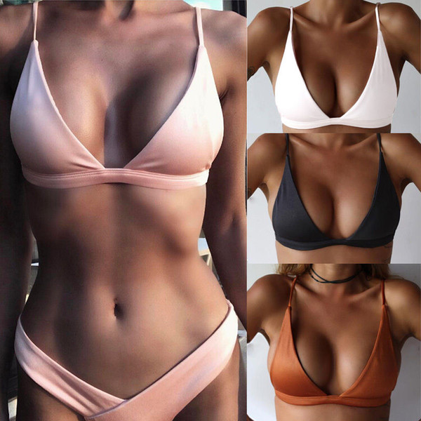 2019 New Sexy Bikinis Women Swimsuit High Waisted Bathing Suits Swim Halter Push Up Bikini Set padded bra bralette Swimwear