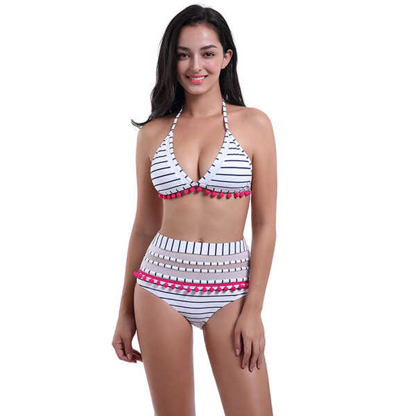Sexy necklace, wearable split swimsuit, high waist LACE BIKINI suit, European and American blockbuster screen swimsuit