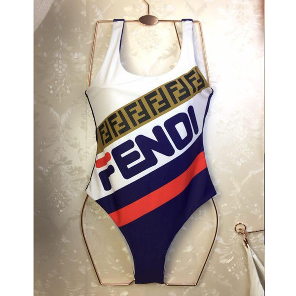 Tide Brand Letter Printed Swimsuit Summer Sexy Backless Women Bathing Suit Outdoor Indoor Beach Bikini Swimming Equipment