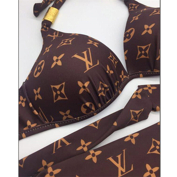 Two Piece Summer Beach Swimsuits Popular Holiday Style Sexy Swim Suits Personality Letter Elastic Cotton Bikinis Swim Wear