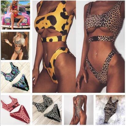 Sexy Bikini Swimwear Women Swimsuit Brazilian Bikini Set Print Halter Top Beach wear Bathing Suits New