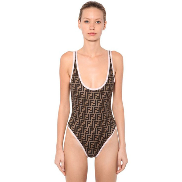 Women Summer Beach Backless Bikini Fashion Letter Printed One-Piece Girl Swimsuit Sexy Lady Bikini Swimwear Bathing Suit