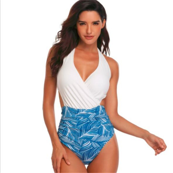 Womens Sexy One-piece Bikinis Set Beach Swim Pool Swimwear Tummy Control One Piece Swimsuit Front Colorblock Bathing Swimsuit
