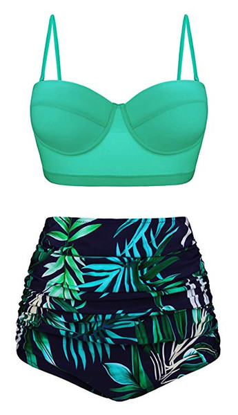 2019 Newest Women Vintage Polka Dot High Waisted Bathing swimming Suits Bikini Set high waist sexy bikinis set