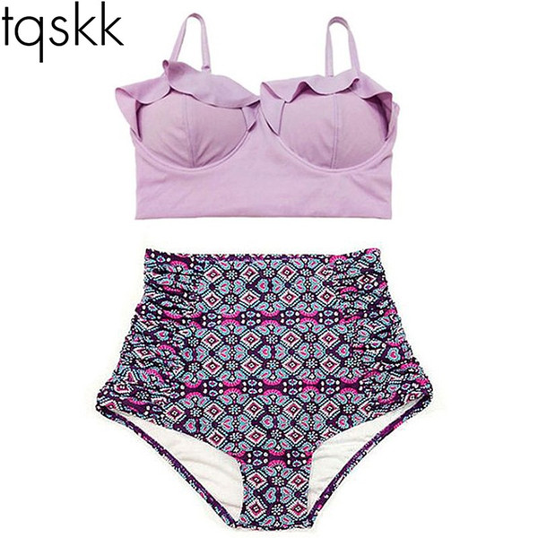 TQSKK 2019 New Bikinis Women Swimsuit High Waist Bathing Suit Plus Size Swimwear Push Up Bikini Set Vintage Retro Beach Wear XXL