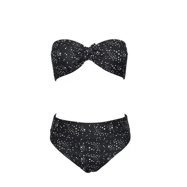 2019 explosion models Europe and the United States swimsuit bikini print new bandage high waist tube top sexy bikini one-piece swimsuit free