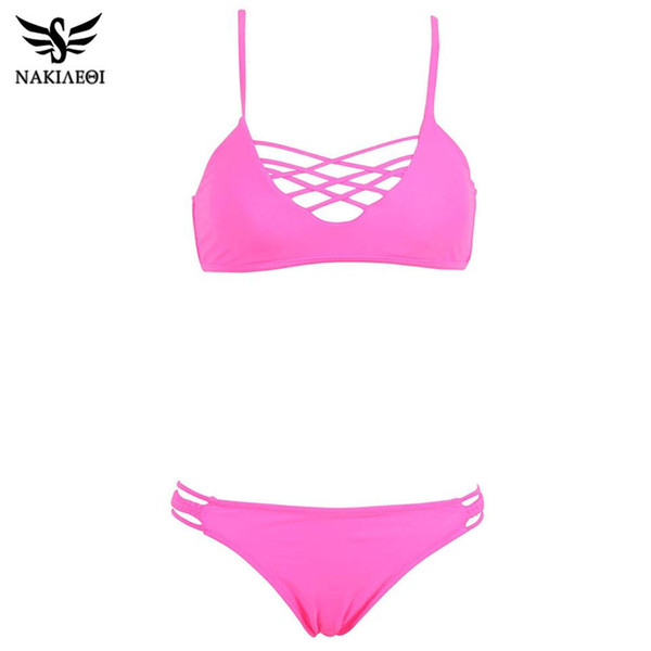 NAKIAEOI 2019 New Sexy Micro Crochet Bikini Swimwear Women Swimsuit Bandage Crop Top Brazilian Bikini Set Bathing Suit Swim Wear
