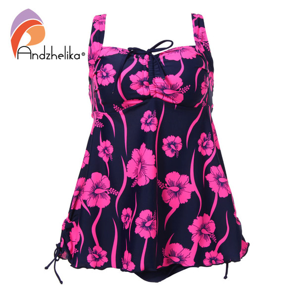 wholesale Bikini Plus Size Swimwear 2018 New Women Sexy Print flower Dress Swimsuit Two Piece Swim Beach Bathing Suit