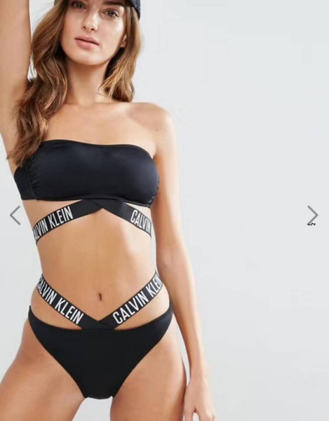 2019 new cross-breasted vest letters sexy bikini preview