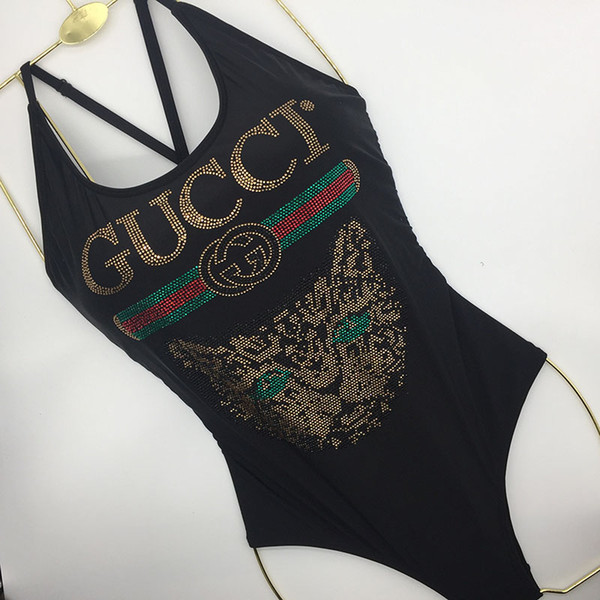 Cute Rhinestone Cat Bathing Suit Brand Sexy Black Women Bikini Swimwear Girl Sexy Backless Swimsuit Bikini