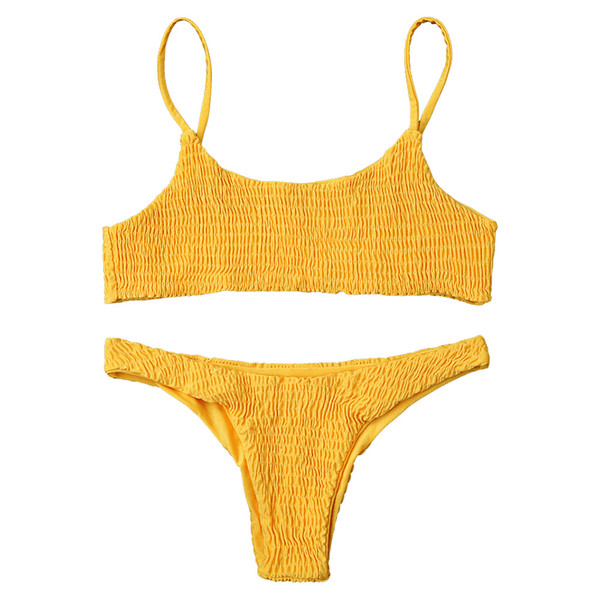 Vintage Swimwear Swimsuit Summer Sexy Bikini Set Women Cami Smocked Bikini Top and Bottoms Bathing Suit Swimsuit S/ M/
