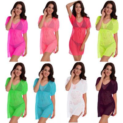 Raodaren 2019 Summer Women Sexy Mesh Knitted Crochet Beach Tops T Shirts Swimsuit Cover Up Swimwear Bikini Wrap Bathing Suit