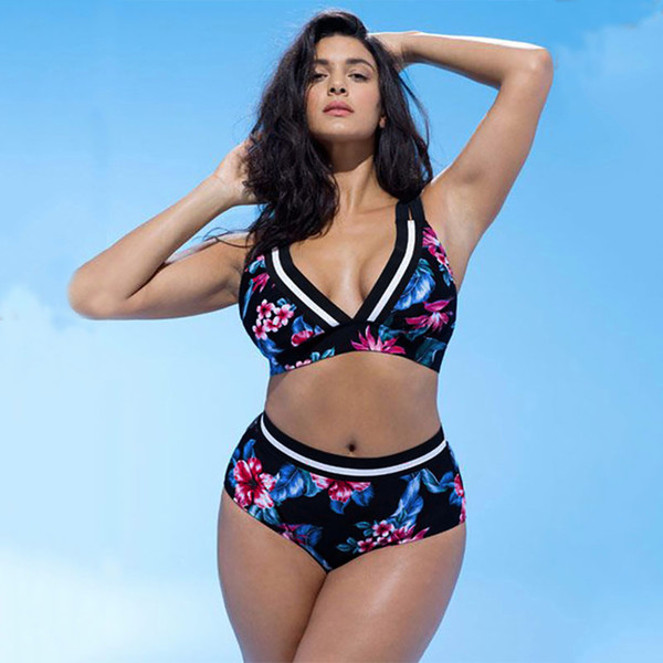 S-5XL Women Floral Print Bikini Sets biquini cintura alta plus size Swimwear Beach Suit bikinis women big size bathing suit