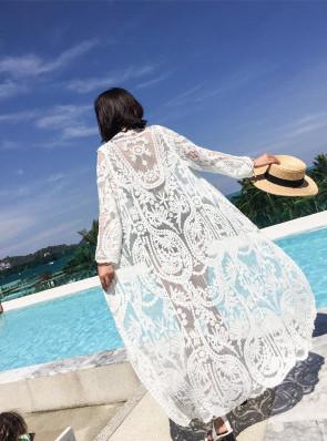 Use female embroidered shawls long thin coat on the sea beach is prevented bask in clothes whom lace swimsuit cardigan