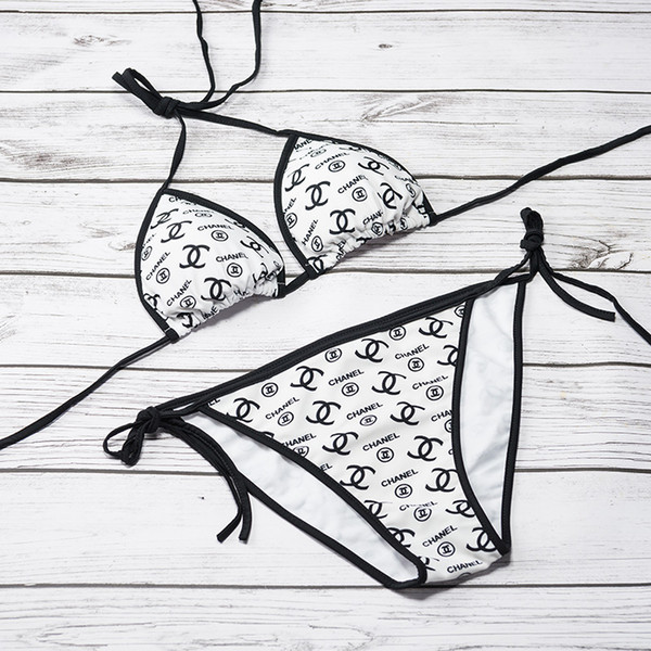 Fashion Women Bikini Set Swimsuit Letter Printed Brand Bikini Bathing Suit Summer Beach Two Piece Swimwear