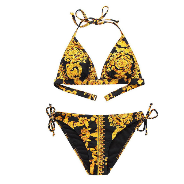 Women Two Piece Outfits The New Classic Fashion Pattern Designer Swimsuit Sexy Bikini Pop Print Lady Summer beach bikini Swimsuit