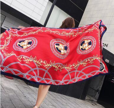 Shawl female xia bai take seaside beach towel silk towel outside take prevent bask in summer edition han nationality wind oversize scarf gau