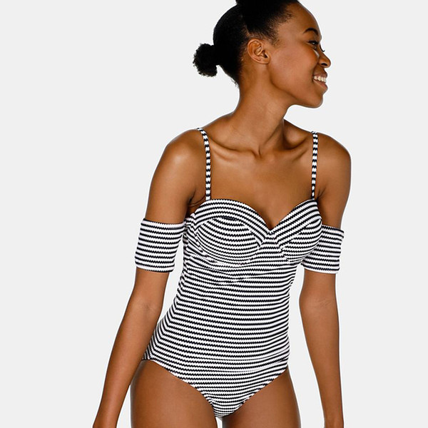 Push Up Swimwear Bathing Suit Striped Bikinis 2019 Mujer Swimming Suit for Women Swimsuit Off Shoulder Bikini Brazilian