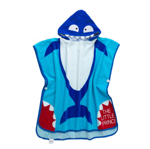 Beach Towel Cartoon Shark Kids Robes Boys Summer Cotton Bathrobes Animal Hooded Bath Robes Beachwear 70*70cm MMA1516 30pcs
