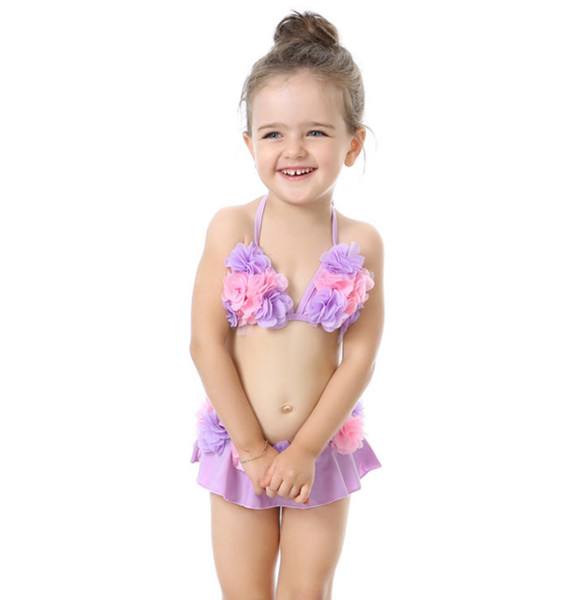 Water fun!Children's Lovely beautiful Beach wear swimsuit women's split skirt flower bikini baby swimsuit 0-5 years old