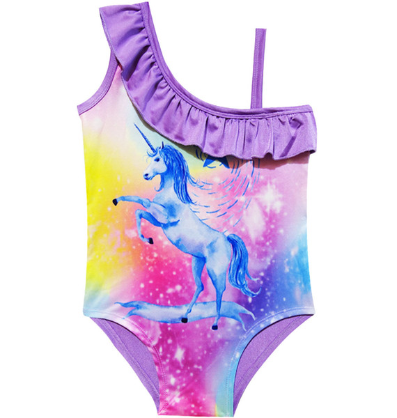 Girl's One Piece Swimsuit Unicorn Girls Swimwear 3-10 Years Children's Swimwear One Piece Swimming Beach Bathing Suit CZ891