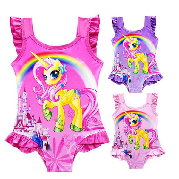 Hot 6 design INS Unicorn Swimwear One Piece Bowknot Swimsuit Big Kids Summer Cartoon Infant Swim Bathing Suits Beachwear