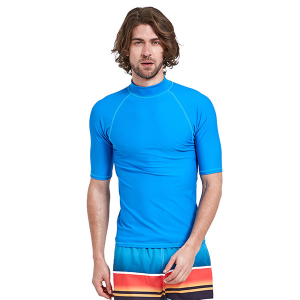 UPF 50+ Summer Beach Diving Skin Suit Surfing Swimwear Men Short Sleeve T-shirt Swimming Surf Wetsuit Rash guard Sun Protect UV