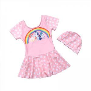 Unicorn Swimwear Baby Girls One Piece Swimsuit With hat Dress Bikini Kids Summer Cartoon Rainbow skirt Swim Bathing Suits GGA1543