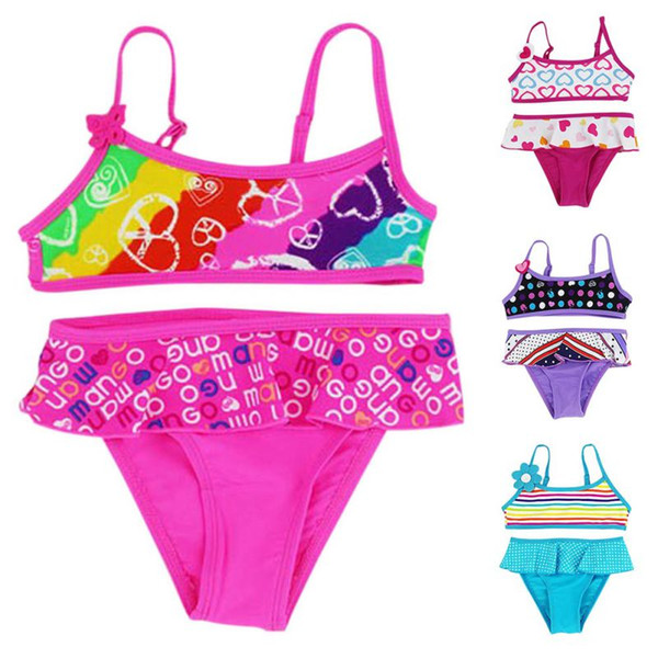 Summer Girls Split Two-pieces Bikini Children's Swimwear Bathing Suits Baby Floral Swimming Suit Girl Beachwear