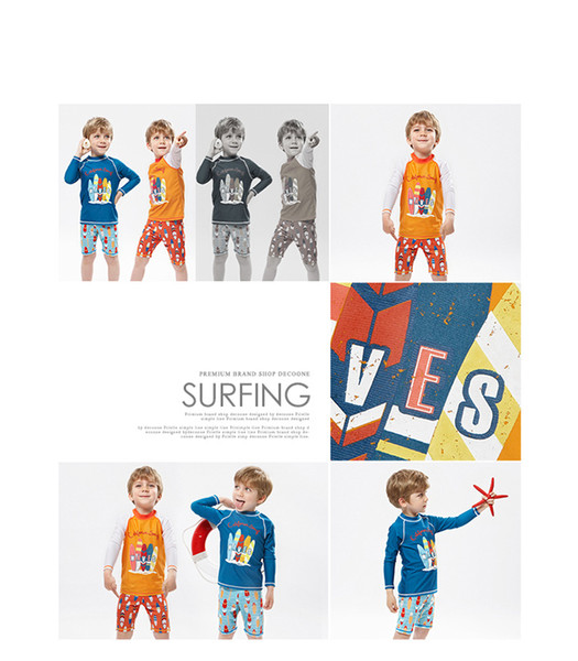 Children's swimsuit 2018 new long-sleeve sun protection thermal protection split flat Angle trousers in the big boy boy boy swimsuit