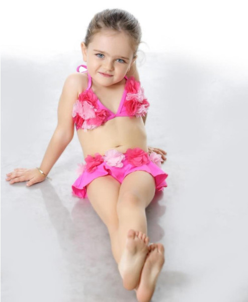 2018 Water fun!Children's Lovely beautiful Beach wear swimsuit women's split skirt flower bikini baby swimsuit 0-5 years old