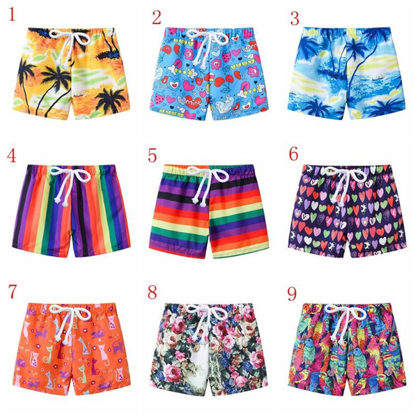 Children summer print shorts kids baby girl cartoon striped car pattern beach pants clothes boutique 13 styles MMA1543