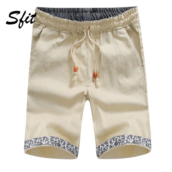 Sfit Summer Men Beach Shorts Casual Elastic Waist Pockets Shorts Casual Loose Solid Color Drawstring Beachwear Vacation 2019