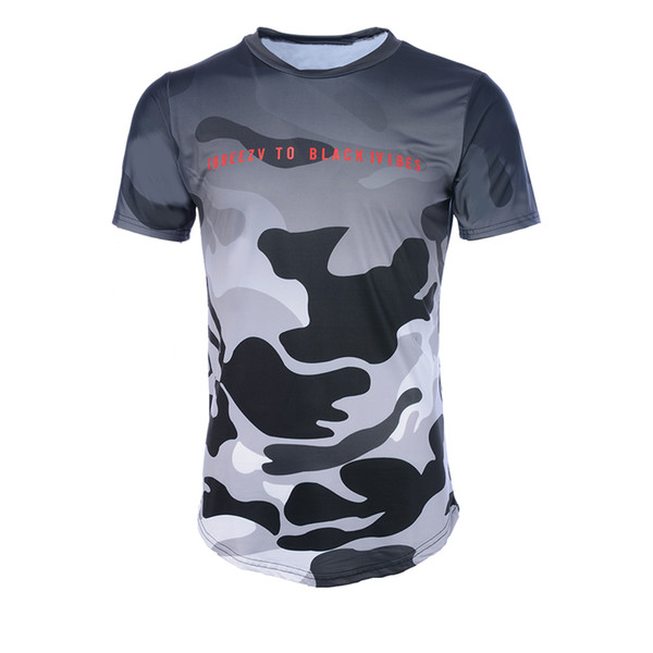CALOFE Men's Surf Shirts Camouflage Short Sleeve T-shirts Swimsuit For Male Boys Beach Board Vest Running Sports Fitness Shirt