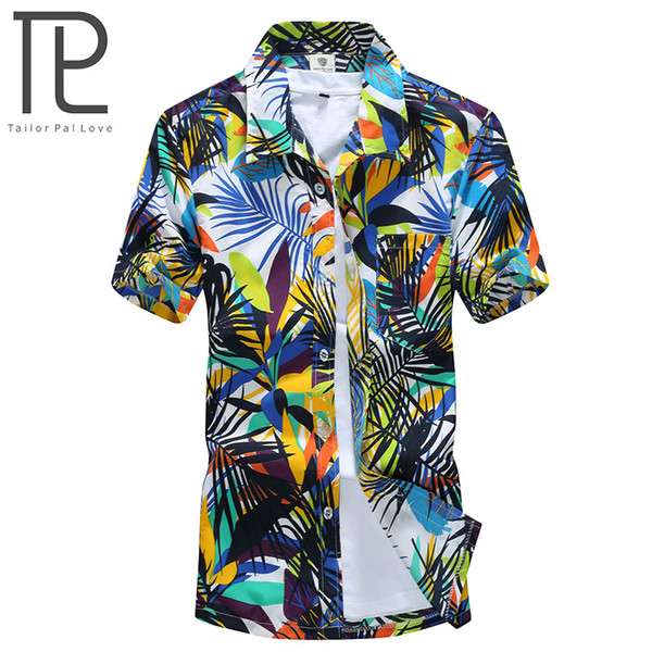 Men's Hawaiian Brand Beach T-Shirt Palm Surfboard Fancy Shirts For Men S-5XL Chemise Camisa Masculina Man Summer Shirt Clothing