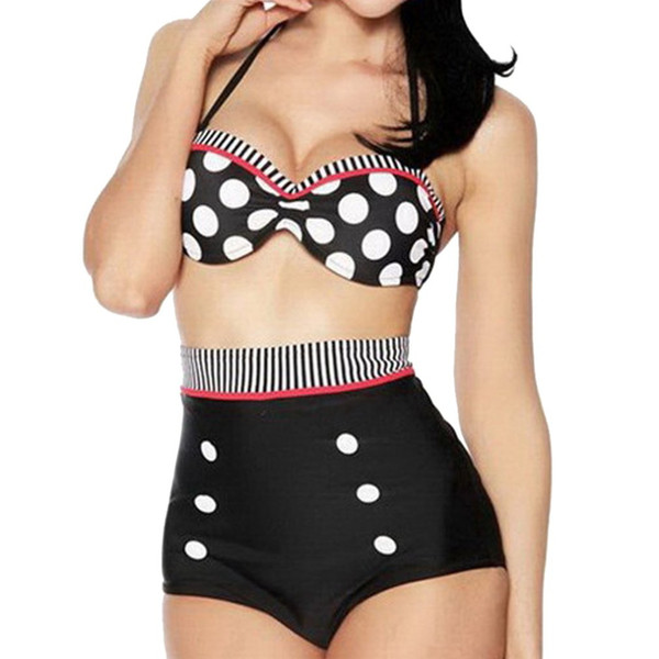 New Women Hot Retro Dots High Waist Bikini Sets Pinup Rockabilly Vintage Sexy Swimsuit Swimwear Push Up Bathing Suit Beachwear