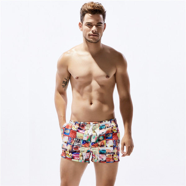 New Seobean Floral Mens Board Shorts Men Beach Swimsuit Short Male Bermudas Beachwear Bathing Suit Quick Dry Size M,L,XL 71302