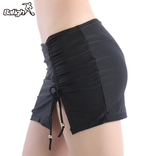 Balight Women Quick Dry Swim Shorts Swimsuit anti-light flat-angle sports shorts drawstring beads safety beachwear