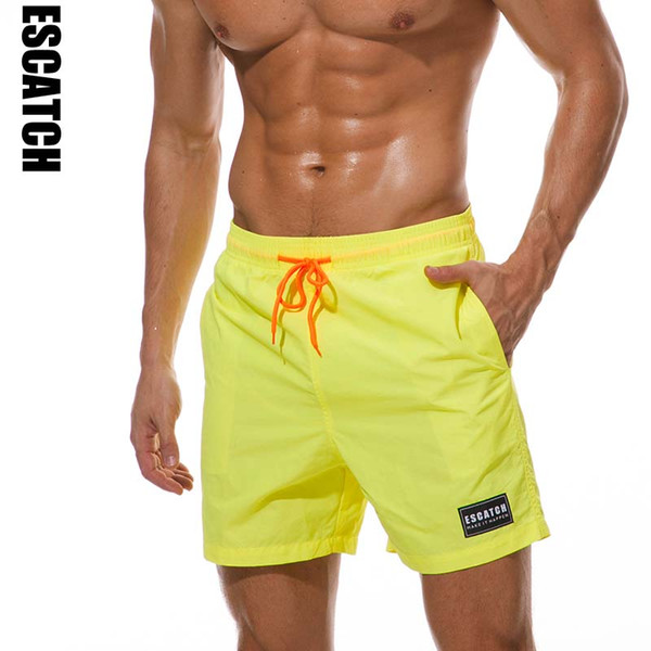 Escatch Quick Dry Swimwear Men's Swim Shorts Trunks Beach Boardshorts Man Gym Bermuda Swimsuit Mens Running Sports Surf Shorts