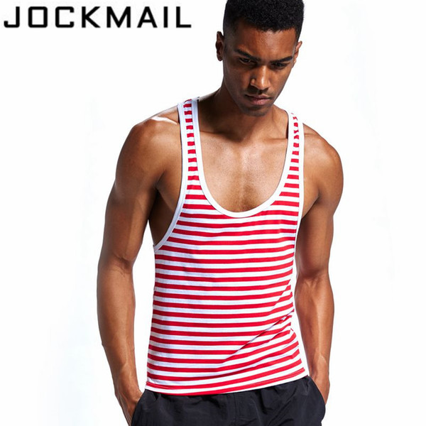 JOCKMAIL Brand 2018 New Summer Beach tank top Men Sport Surfing T-shirt breathable Vest Undershirt VeLow-cut muscle