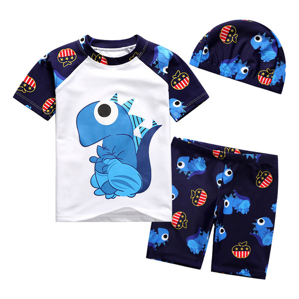 Boys Surf Swimwear 2019 Children Swimsuit with Swimming Cap Cartoon Pattern Swimsuit for Kids 3-13T Boys Swim Trunk