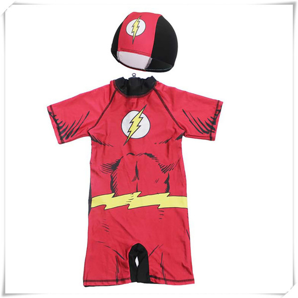 Outdoors One-Piece Swimsuit With Cap Children Boy Cartoon Pattern Swimsuit Hat Swimming Equipment Bathing Suit Children Swimwear