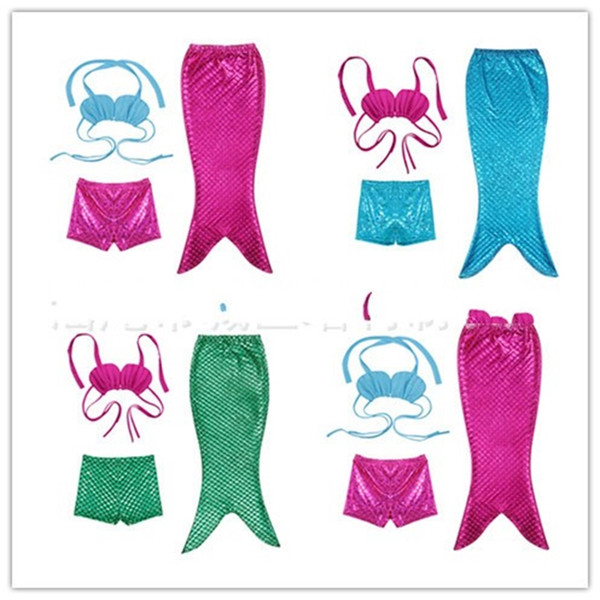 Girls Swimsuit Mermaid Tai Bikini Set Swimming Fancy Dress Beach Cute Party Fish Scale Pattern Colors Mix 28zlf1