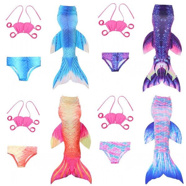 Mermaid Tail Swimsuit Child Girl Swim Wear Bathing Suit High Elasticity Soft Durable Blue Orange Hot Sales 42bj C1