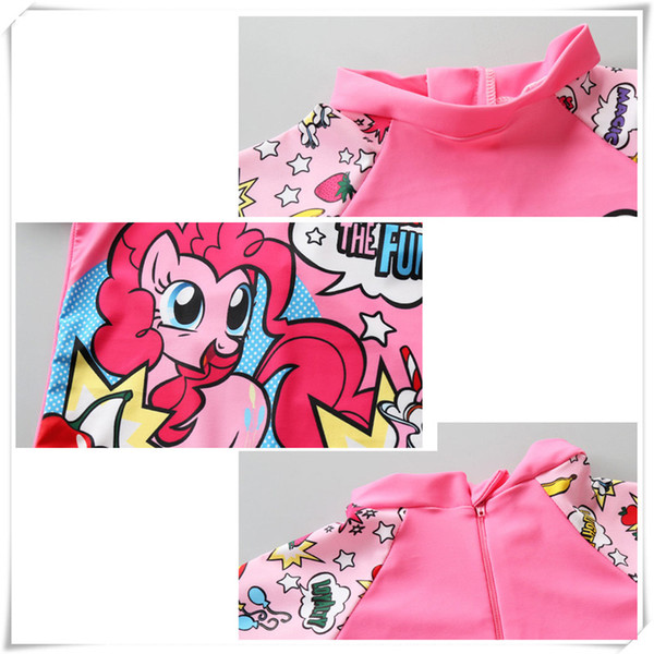 Outdoors Swimsuit Baby Kids Girl Cartoon Lovely Pink Horse Summer Sport Swimming Suit With Hat Fine Workmanship